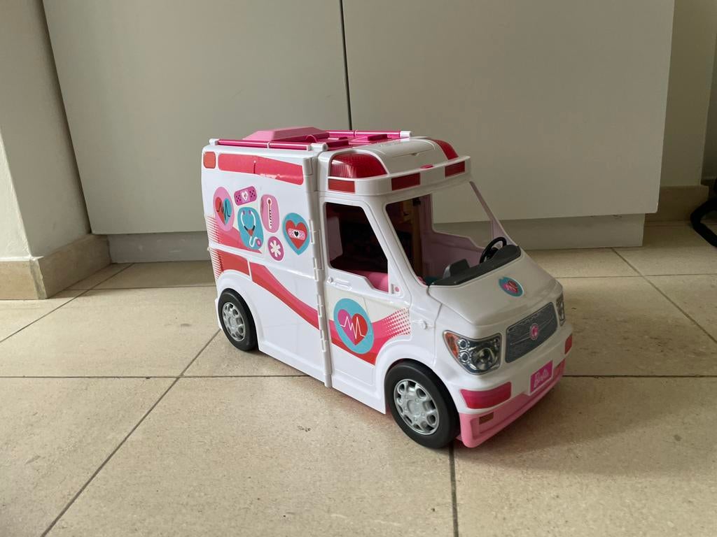 Barbie ambulance, verpleegster, dokter, gadgets, gereedschap, Ophalen, Gebruikt, Poppenhuis
