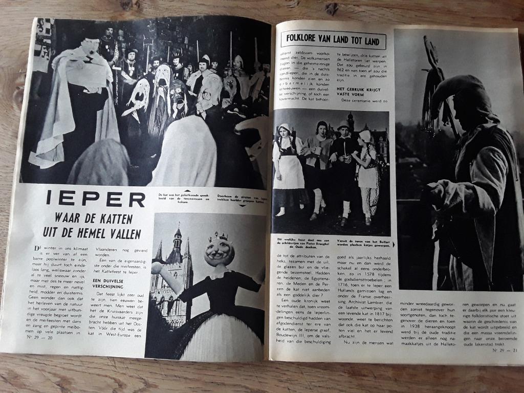 Magazine Ons Volk 1964 - artikel Ieper kattestoet, Ophalen of Verzenden, Tijdschrift