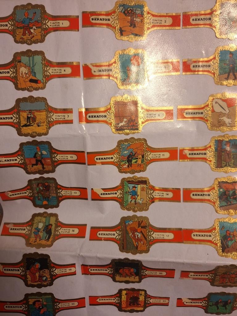 Kuifje tintin sigarenbandjes 24 stuks, Verzamelen, Ophalen of Verzenden, Kuifje