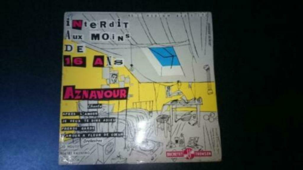 vinyl 45t AZNAVOUR 1956 interdit aux moins de 16 ans, CD & DVD, Vinyles Singles, Enlèvement ou Envoi