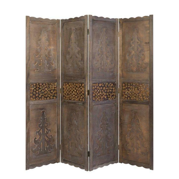 Paravent en bois brun 4 pans séparateur de piece XXL NEUF, Huis en Inrichting, Woonaccessoires | Kamerschermen