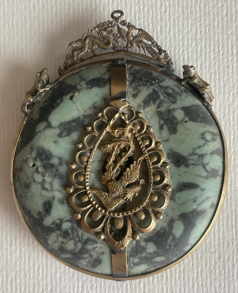 Amulette jade et bronze, Chine, fin dynastie Qing, Enlèvement ou Envoi