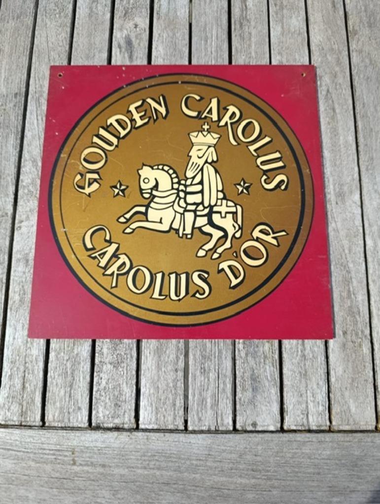 Gouden Carolus bier reclame bord, Verzamelen, Ophalen, Gebruikt, Reclamebord, Plaat of Schild, Overige merken
