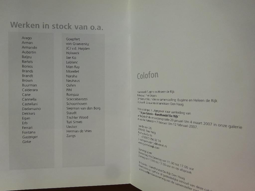 Galerie De Rijk, 10 jaar, Rotterdam, 2007, Ophalen of Verzenden, Zo goed als nieuw, Schilder- en Tekenkunst