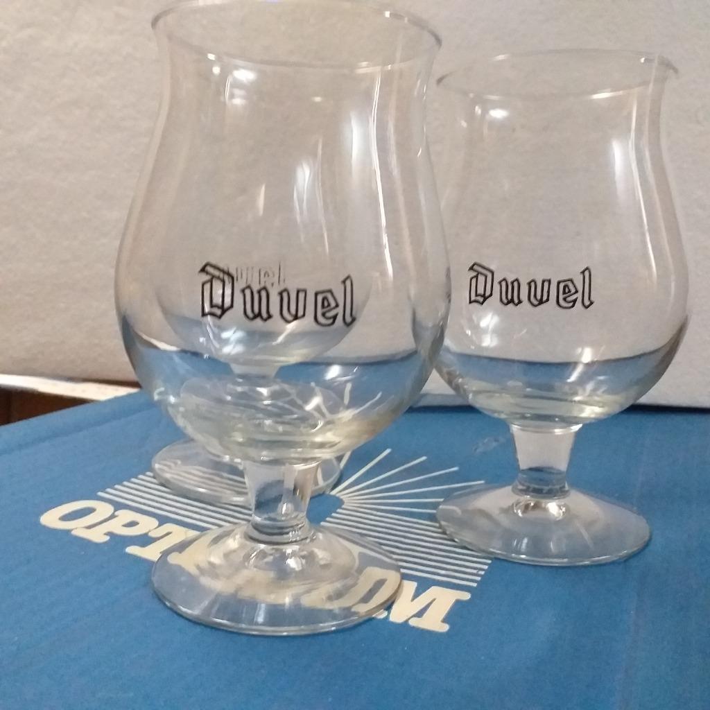 Bierglas Duvel 3 stuks versie met zwarte letters, Ophalen of Verzenden, Zo goed als nieuw, Glas of Glazen, Duvel
