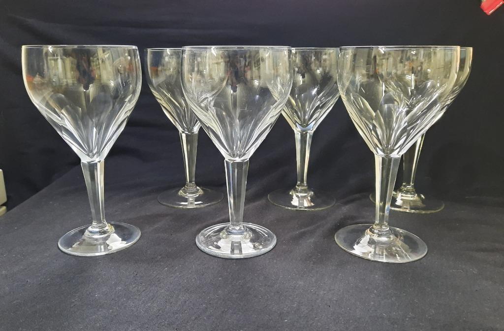VSL,6 grands verres cristal taillé. Nestor., Antiquités & Art, Enlèvement ou Envoi