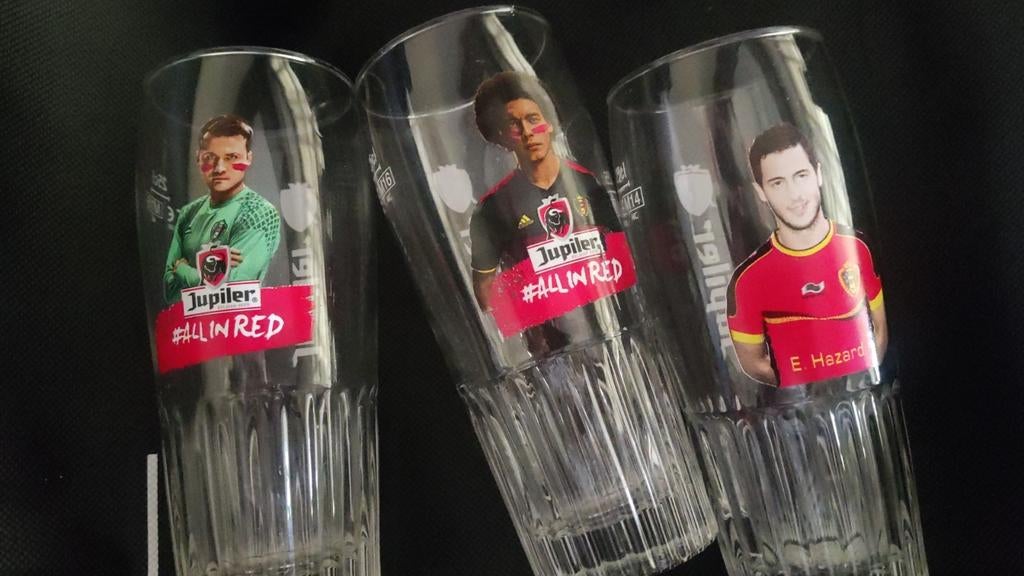JUPILER 3 bierglazen #ALL IN RED, Ophalen of Verzenden, Zo goed als nieuw