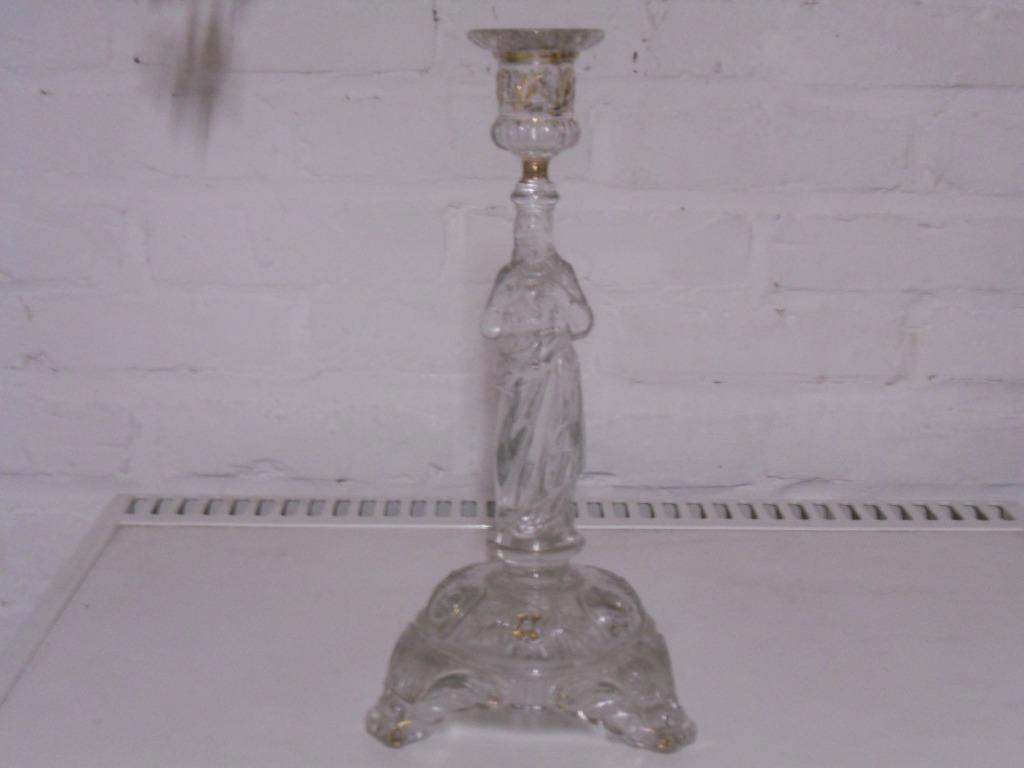 met goud af gewerkt glazen kandelaar, Antiek en Kunst, Ophalen, Glas