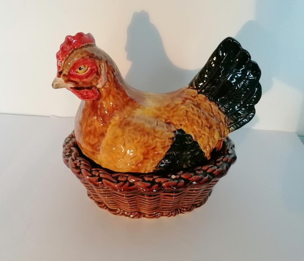 Vintage keramische hen op nest, soepterrine, Ophalen of Verzenden