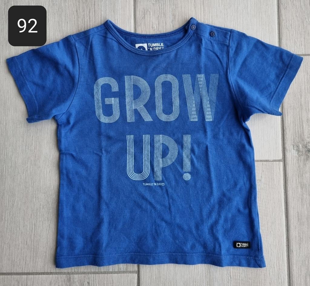 Tumble 'n Dry blauw t-shirt "Grow Up" (maat 92), Enlèvement ou Envoi, Chemise ou À manches longues, Comme neuf, Tumble 'n Dry