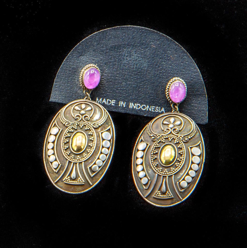 Ovalen zilveren oorbellen ,handgemaakt in Bali, Nieuw, Ophalen of Verzenden, Knopjes of Stekers, Zilver