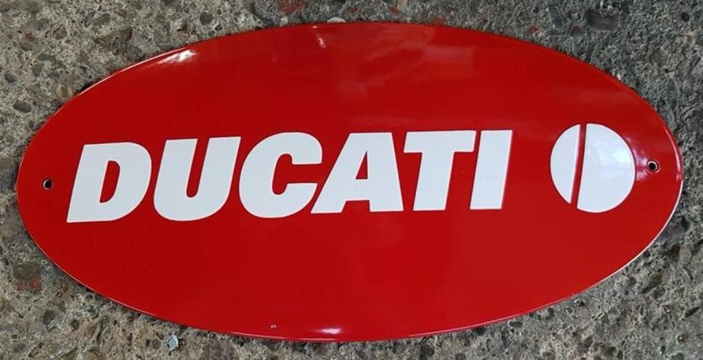 Ducati logo emaillen reclame decoratie bord garage showroom, Ophalen of Verzenden, Zo goed als nieuw, Reclamebord