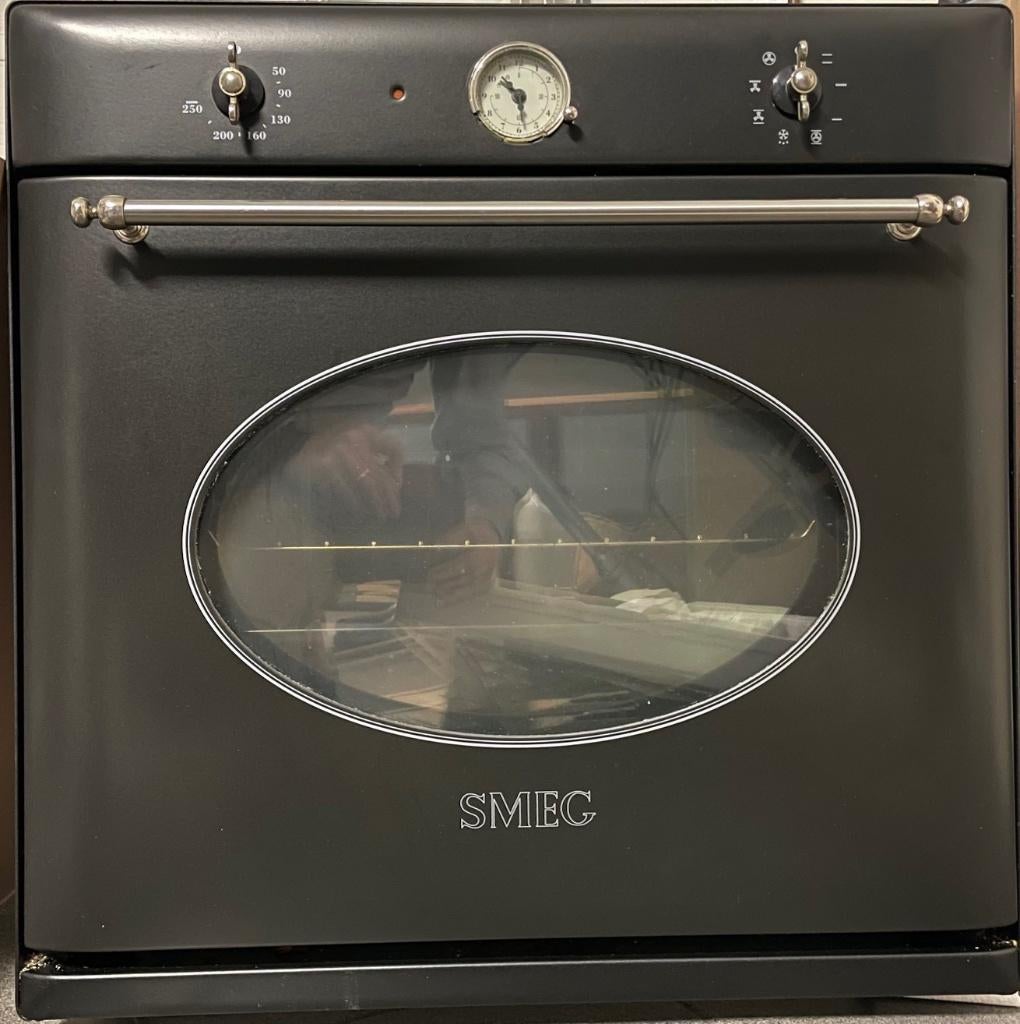 Inbouwoven SMEG SO66CAS.1 retro look mat zwart, Elektronische apparatuur, Gebruikt, Oven met grill, Inbouw, 45 tot 60 cm