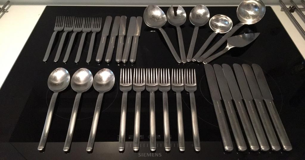 Design modern bestek POTT 33, Huis en Inrichting, Ophalen, Gebruikt, Inox of Chroom, Vaatwasserbestendig
