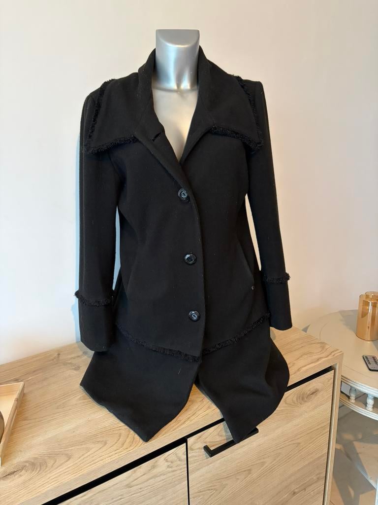 Zwarte wollen jas, Kleding | Dames, Ophalen of Verzenden, Zo goed als nieuw