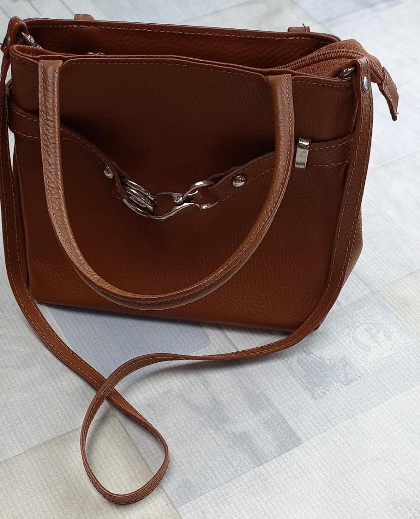 Cognac kleur lederen handtas met schouderriem  nieuw, Enlèvement ou Envoi, Neuf, Brun, Autres marques