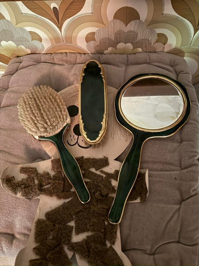 Vintage Art Deco vanity set with mirror and brush., Bijoux, Sacs & Beauté, Enlèvement, Comme neuf