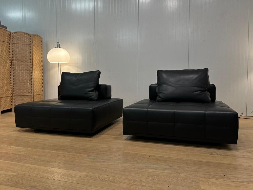 Minotti Lawrence Element Zwart Leder (2x) – NP: €14.000, Huis en Inrichting, Vierkant, 100 tot 125 cm, Leer, Ophalen of Verzenden