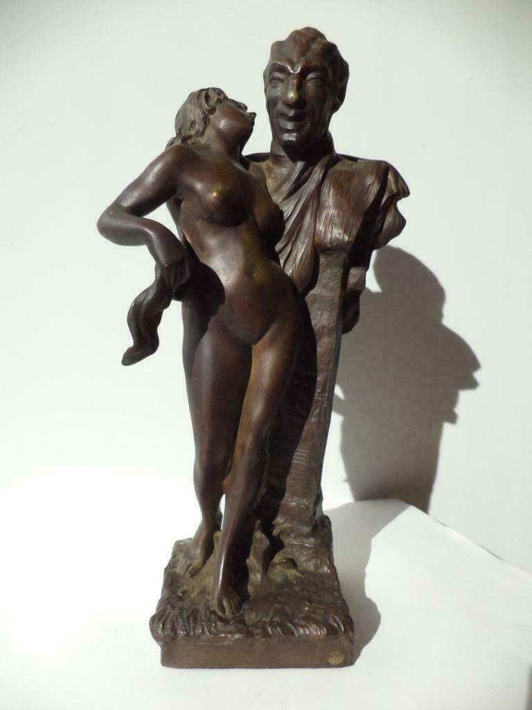 Oscar BERCHMANS °1869-1950 Luik Le Secret brons naakte vrouw, Ophalen
