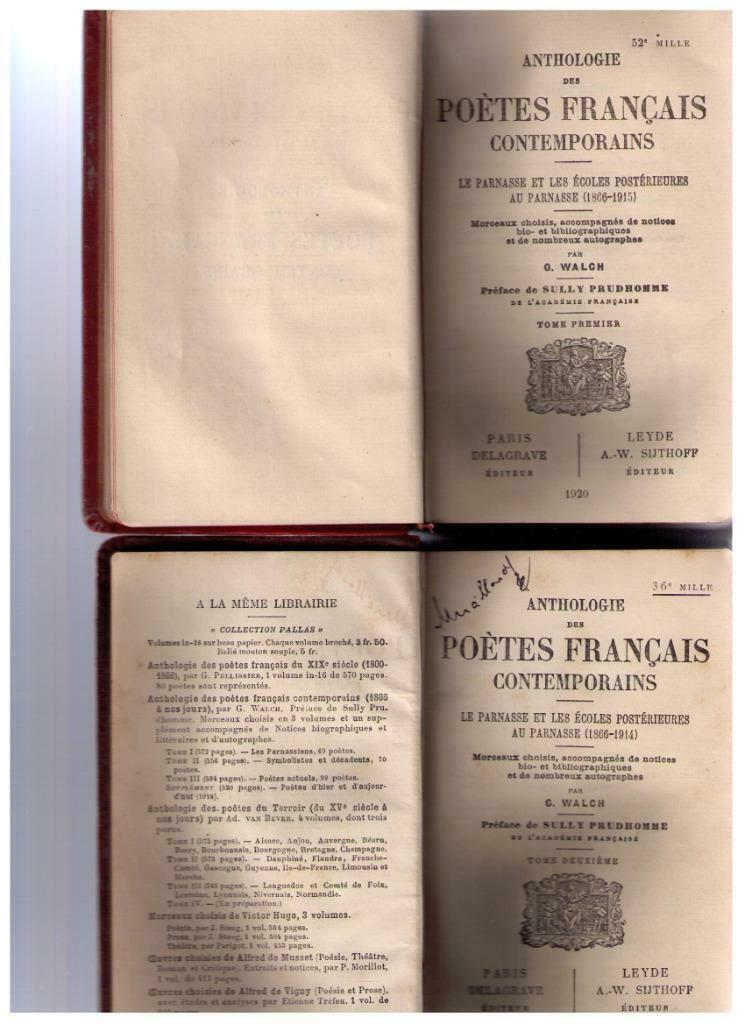 Bloemlezing van hedendaagse Franse dichters - 2 delen 1920, Boeken, Studieboeken en Cursussen, Ophalen of Verzenden, Gelezen, Hoger Onderwijs