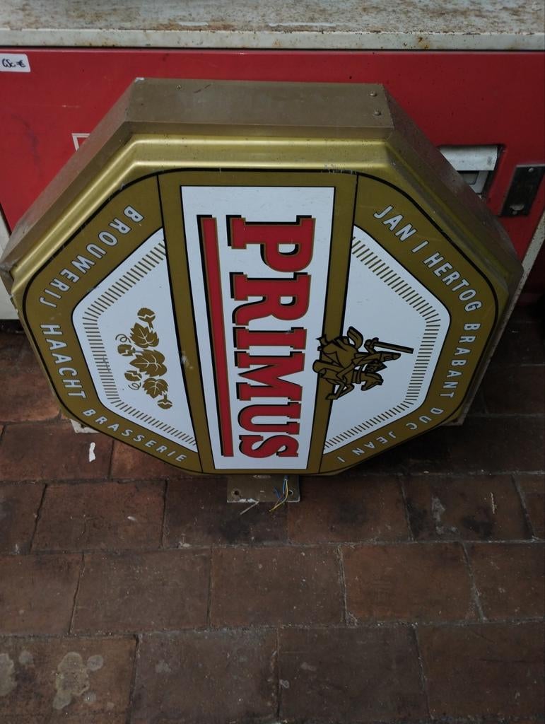 Primus dubbelzijdige lichtreclame, Ophalen of Verzenden, Gebruikt