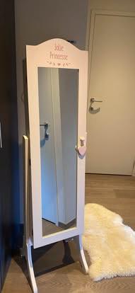 Roze spiegel met opbergkast voor accessoires en juwelen, Huis en Inrichting, Ophalen, Gebruikt
