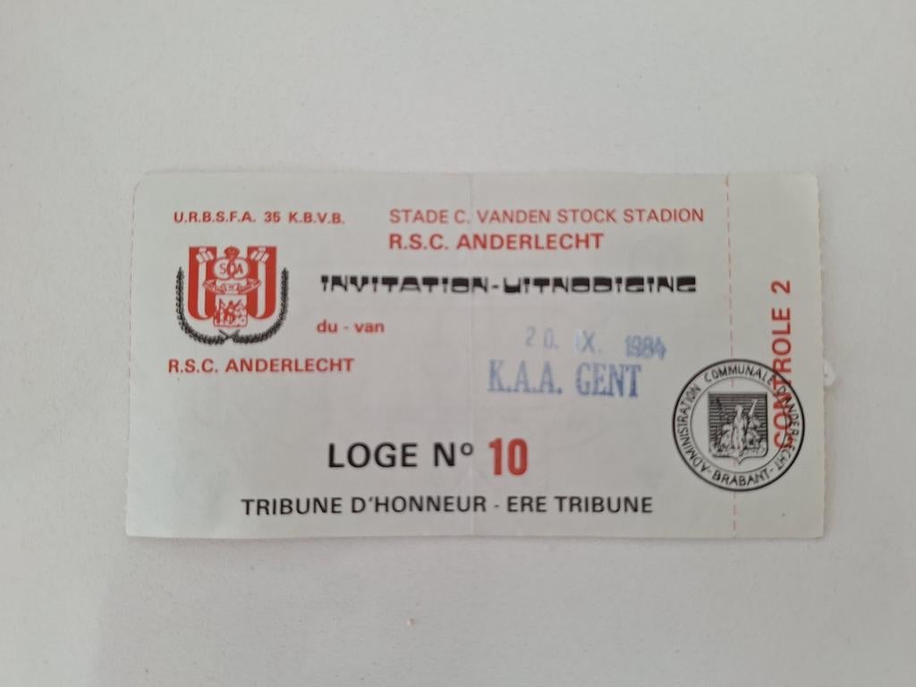 Uitnodiging Rsc Anderlecht-Gent, 1984, RSCA, Ophalen, Zo goed als nieuw