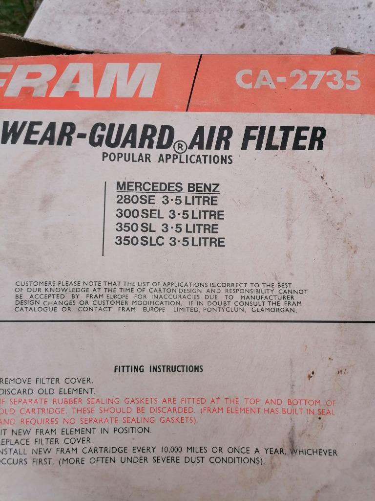 Mercedes s klasse luchtfilter w107 w111 w116 w108 w109, Ophalen of Verzenden, Nieuw, Mercedes-Benz