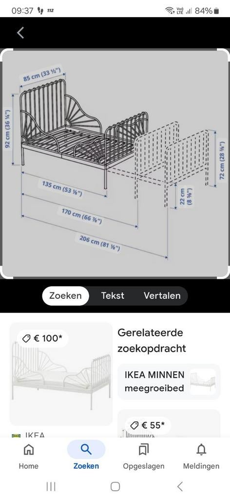 Meegroeibed ikea met 2 matrassen, Ophalen, Zo goed als nieuw