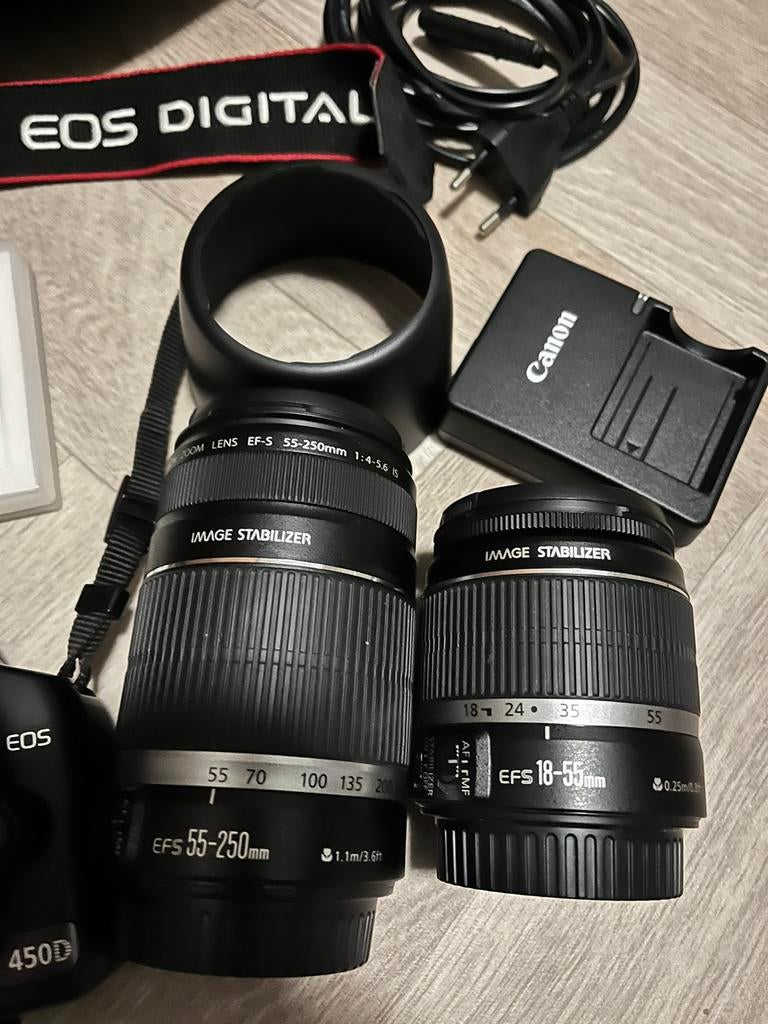 Canon eos 450D + lenzen en tas, TV, Hi-fi & Vidéo, Enlèvement, Comme neuf, Canon