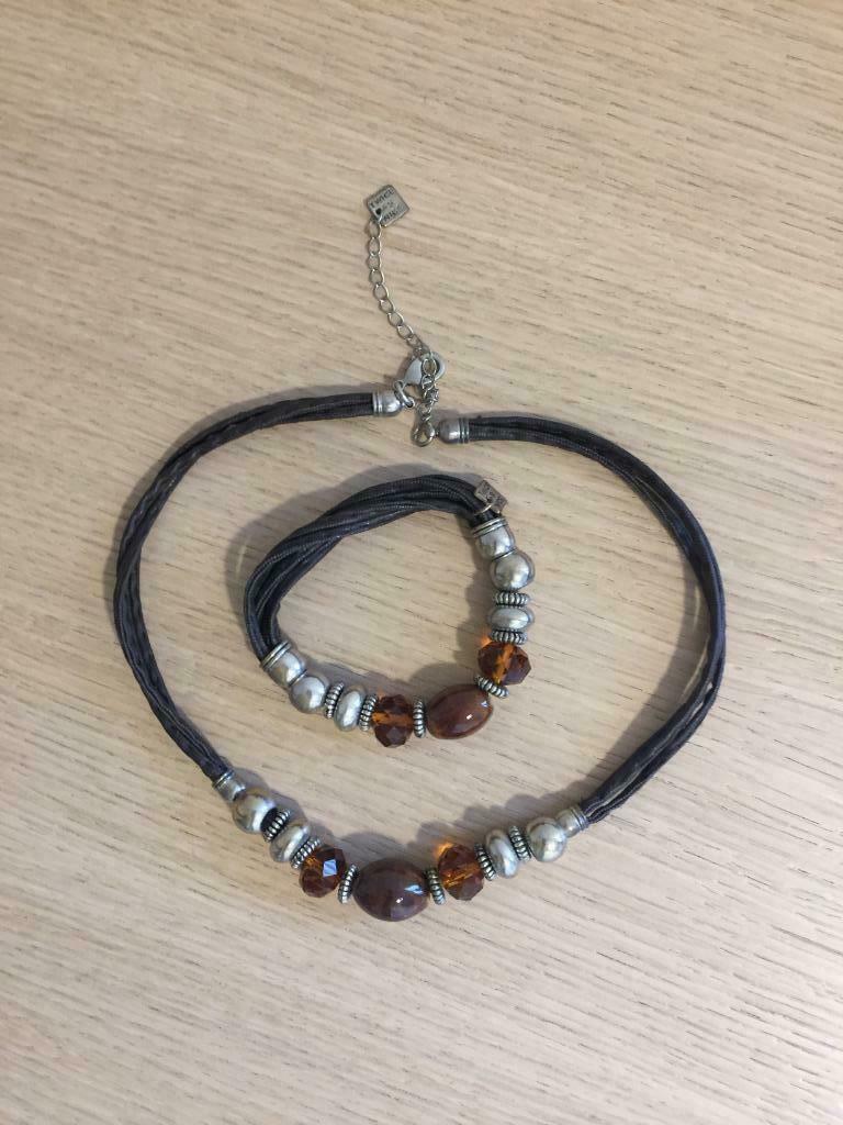 Set Ketting en Armband van Twice as Nice, Ophalen of Verzenden, Zo goed als nieuw, Bruin, Overige materialen
