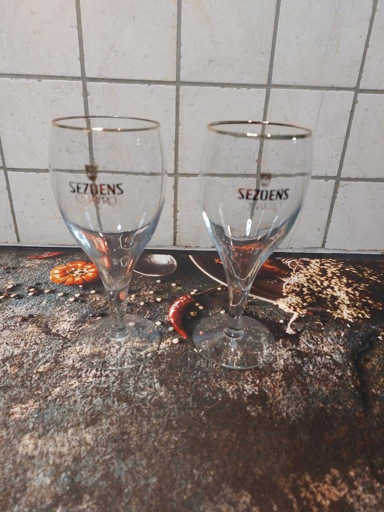 Sezoens quattro bierglazen Bocheld, Verzamelen, Ophalen of Verzenden, Zo goed als nieuw, Bierglas