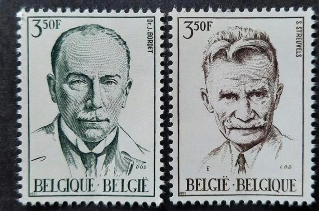 België: OBP 1603/04 ** Jules Bordet en Stijn Streuvels 1971., Postzegels en Munten, Postzegels | Europa | België, Frankeerzegel