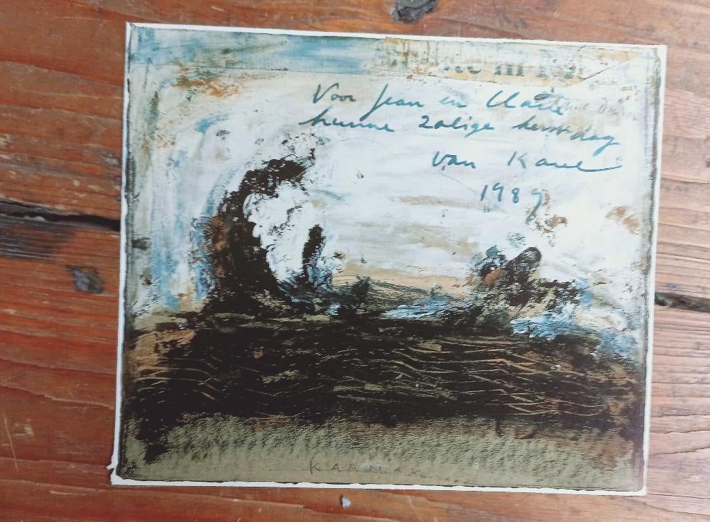Karel Dierickx wenskaart 1989 gesigneerd, Boeken, Ophalen of Verzenden