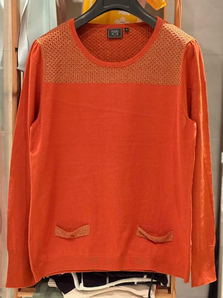 Mooi roestkleurig truitje van Green ICE (M)., Oranje, Zo goed als nieuw, Green Ice, Ophalen