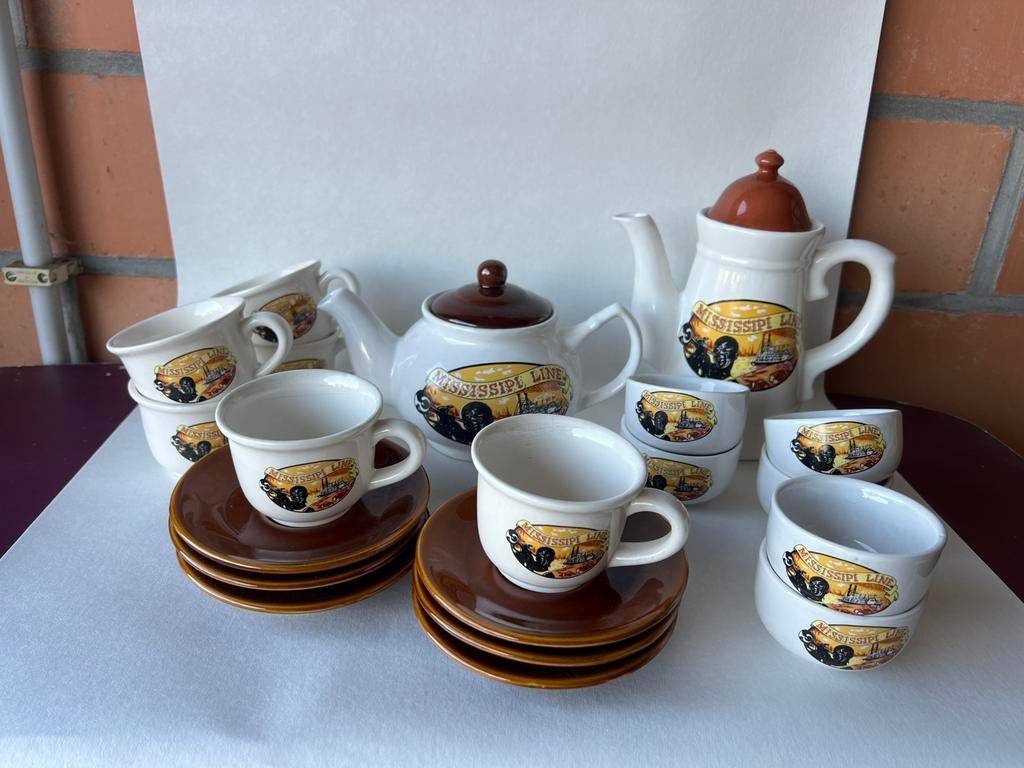 Koffie & thee servies mississipi line, Enlèvement ou Envoi
