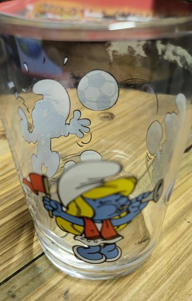 De Smurfen mosterdglas Smurfin, Ophalen of Verzenden, Smurfen, Zo goed als nieuw