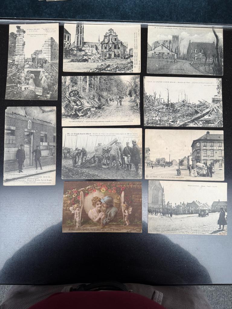 17 postkaarten WOI de grootte oorlog. 1916-1922, Verzamelen, Ophalen of Verzenden, Voor 1920, Gelopen