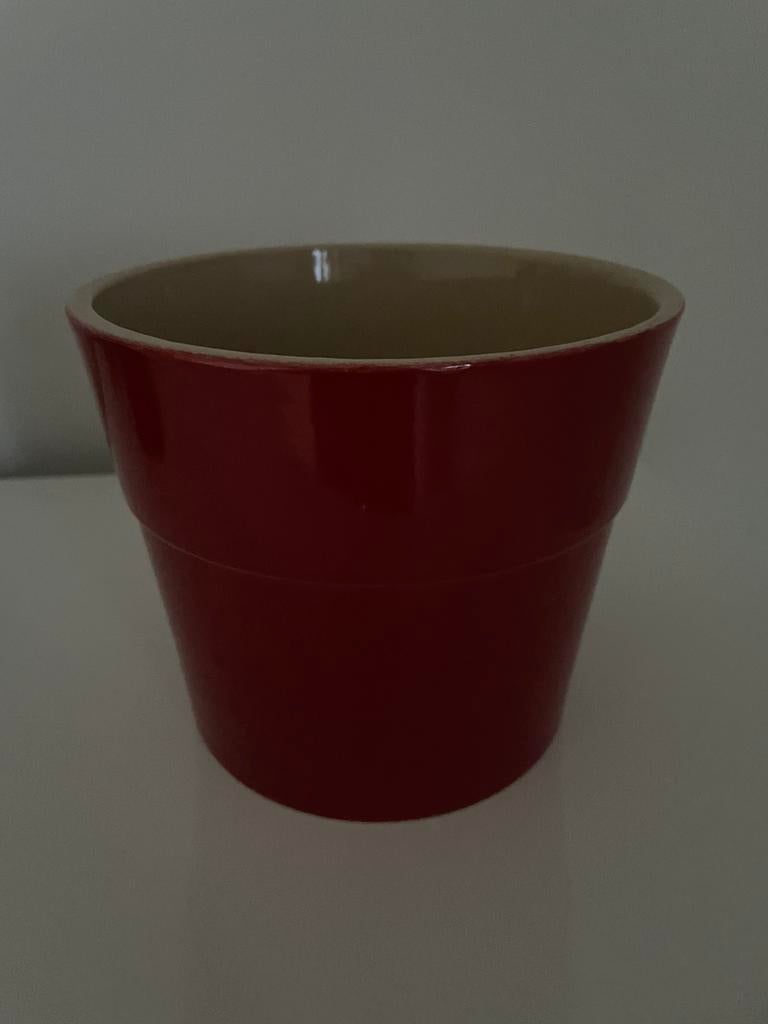 Ceramische rode bloempot, Tuin en Terras, Bloempotten, Ophalen of Verzenden, Zo goed als nieuw