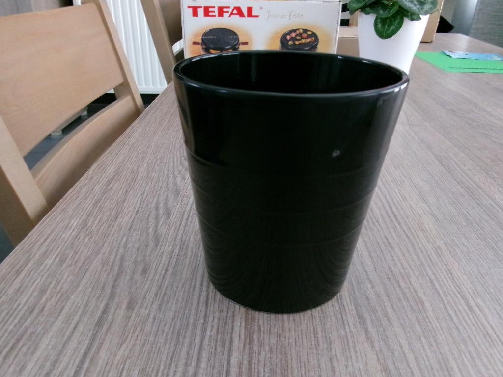 * Pot de fleur noir en porcelaine Ø 13 cm (CENTRAKOR), Tuin en Terras, Bloempotten, Zo goed als nieuw, Overige materialen, Binnen