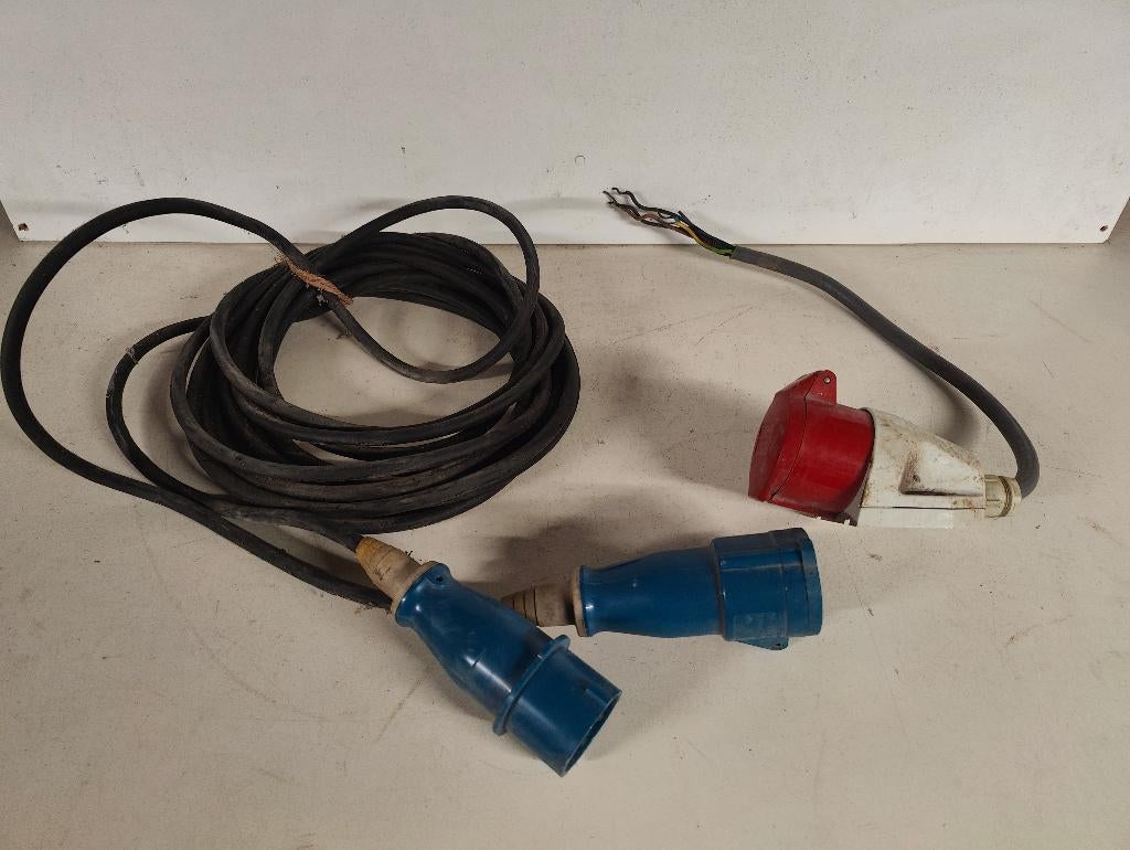 CEE verlengkabel (230 volt) + CEE contactdoos (400 volt), Ophalen of Verzenden, Gebruikt