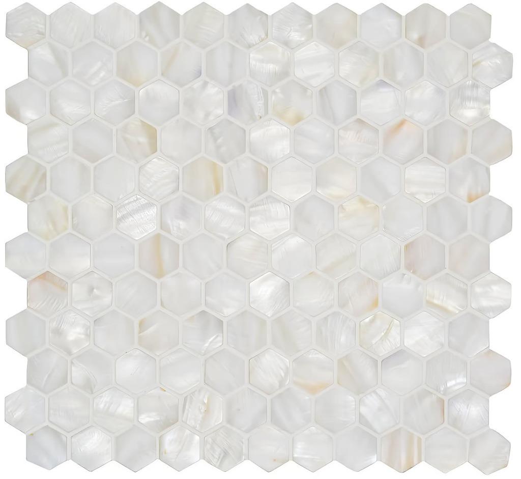 Mozaiëk Oyster Hexagon Shell Pearl 23mm op voorraad, Doe-het-zelf en Bouw, Tegels, Nieuw, Wandtegels, Overige materialen, 20 tot 40 cm