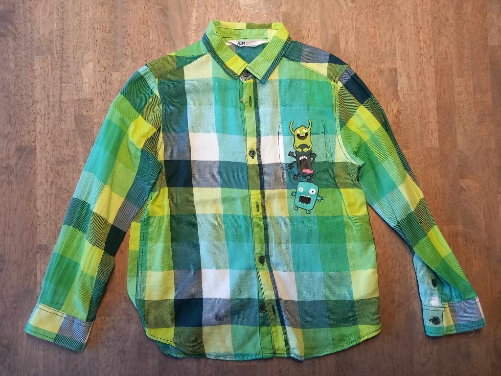 groen hemd monsters inc maat 128 h&m, Overhemd of Blouse, Ophalen of Verzenden, Jongen, H&M.