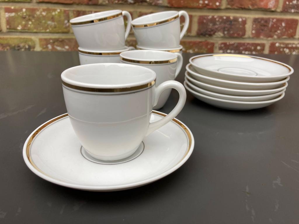 6 tasses à expresso vintage avec soucoupes, Enlèvement, Comme neuf