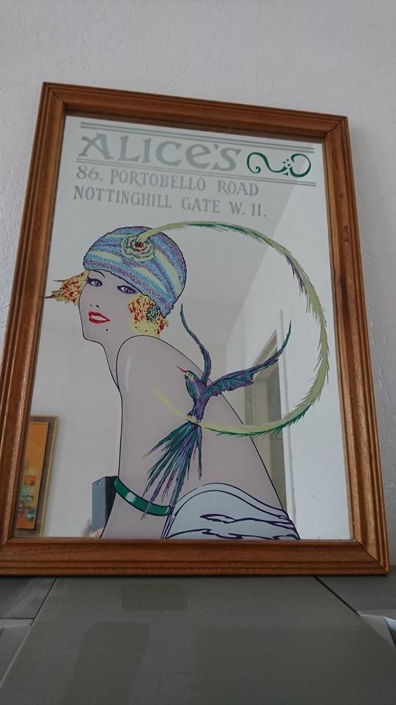 Alice's : Superbe miroir publicitaire anglais 37*54,5 cm, Enlèvement