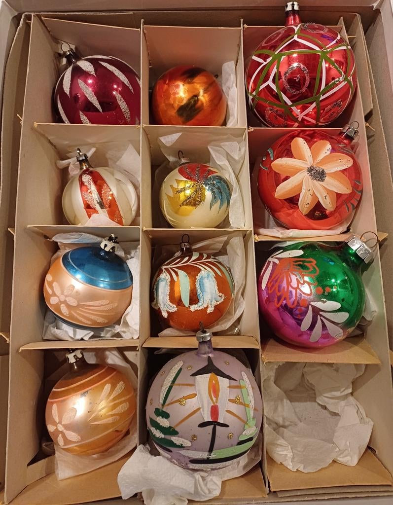 Lot de grandes boules de Noël anciennes peintes, Divers, Enlèvement ou Envoi, Comme neuf