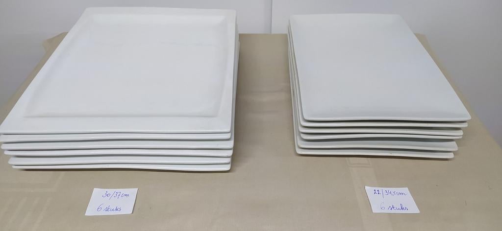 Grote porseleinen borden. 2 modellen. 30/37 cm en 22/34,5 cm, Enlèvement, Utilisé, Assiettes(s)