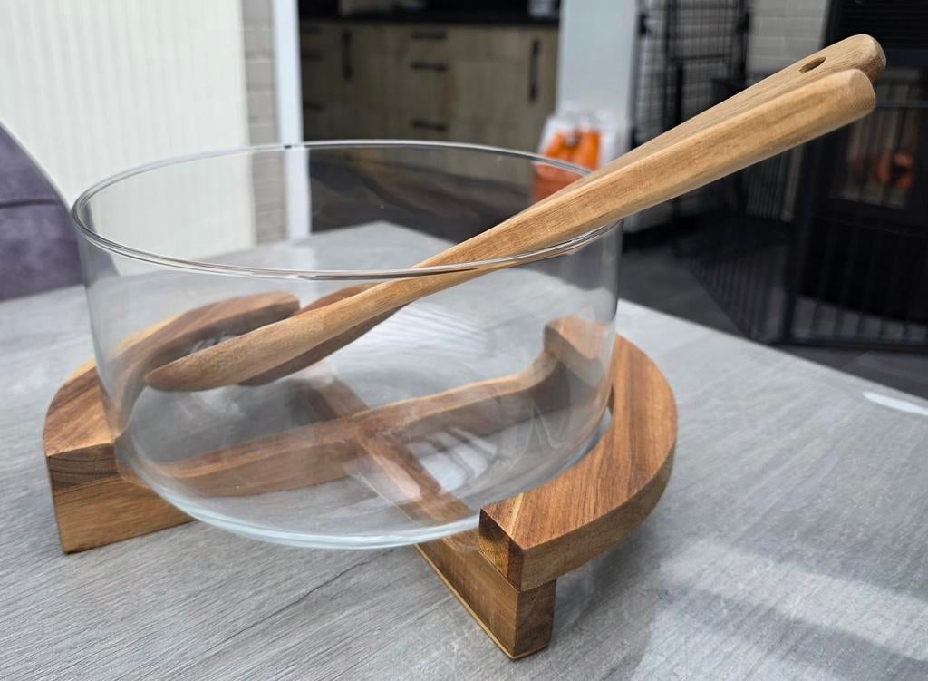 Saladier en verre avec couverts, Enlèvement, Verre