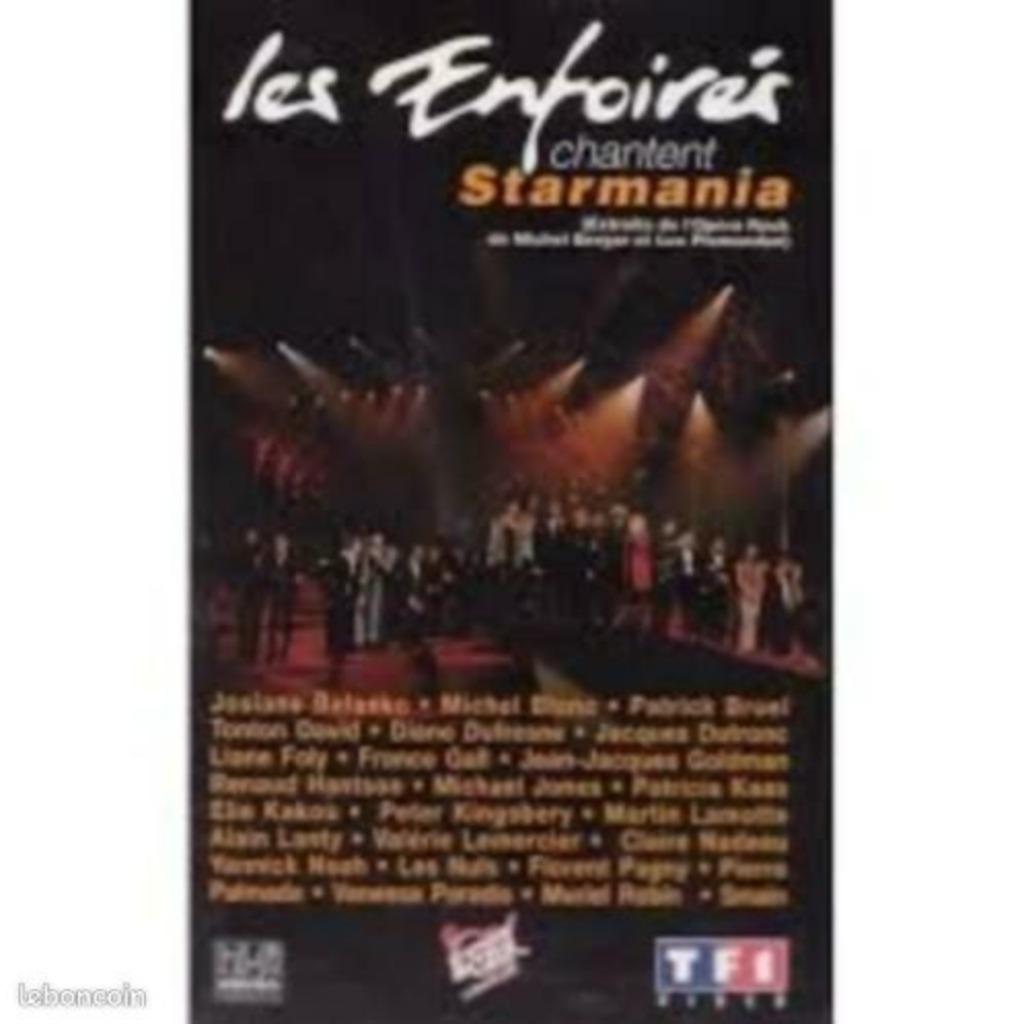 Les Enfoirés Chantent Starmania ( VHS ) très rare !!!, CD & DVD, Enlèvement ou Envoi, Utilisé, Musique et Concerts