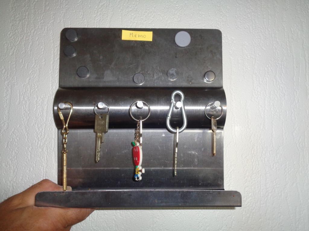 Metalen inox sleutel - memo wandrek 24 x 24 cm, Huis en Inrichting, Ophalen of Verzenden, Gebruikt